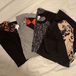 LulaRoe Randy 3/4 Sleeve Top - 4 Tops Bundle sz L